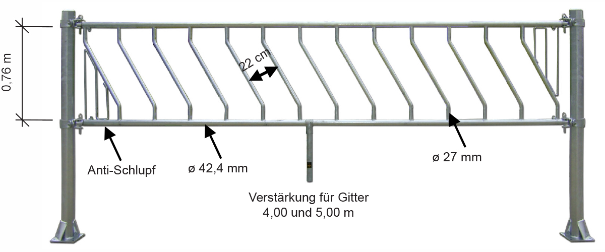 Fa. Sulzberger Stalleinrichtungen Diagonalfressgitter für Kälber