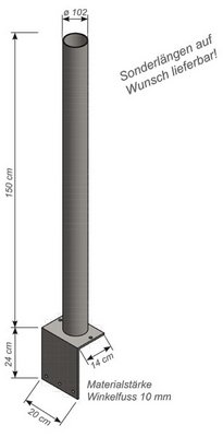 Pfosten mit Winkelfussplatte Sulzberger